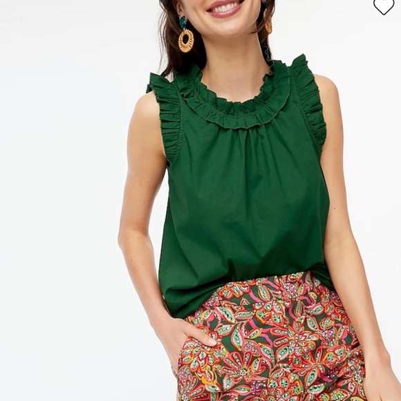 J. Crew Sleeveless Ruffle Neck Blouse - Picture 1 of 6
